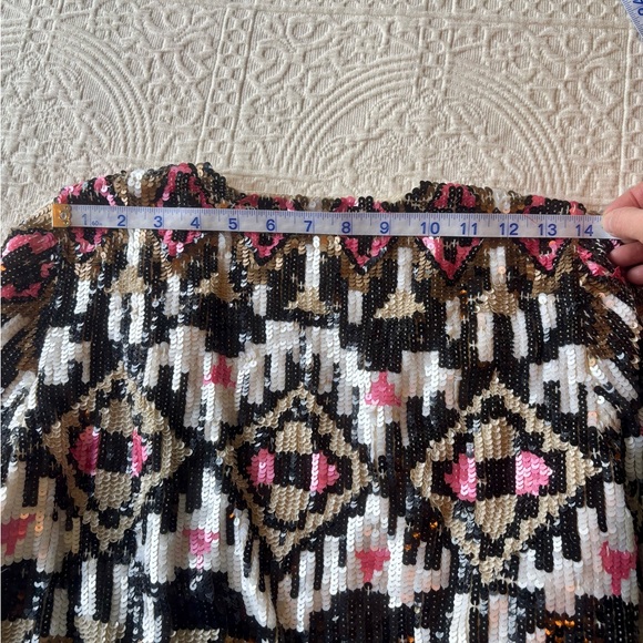 Sequin silk cropped evening jacket size XS - Picture 12 of 12
